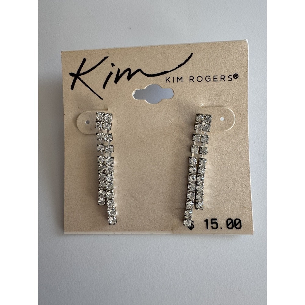 Kim Rogers Rhinestones Dangling Sparkling Earrings Elegant New With Tags